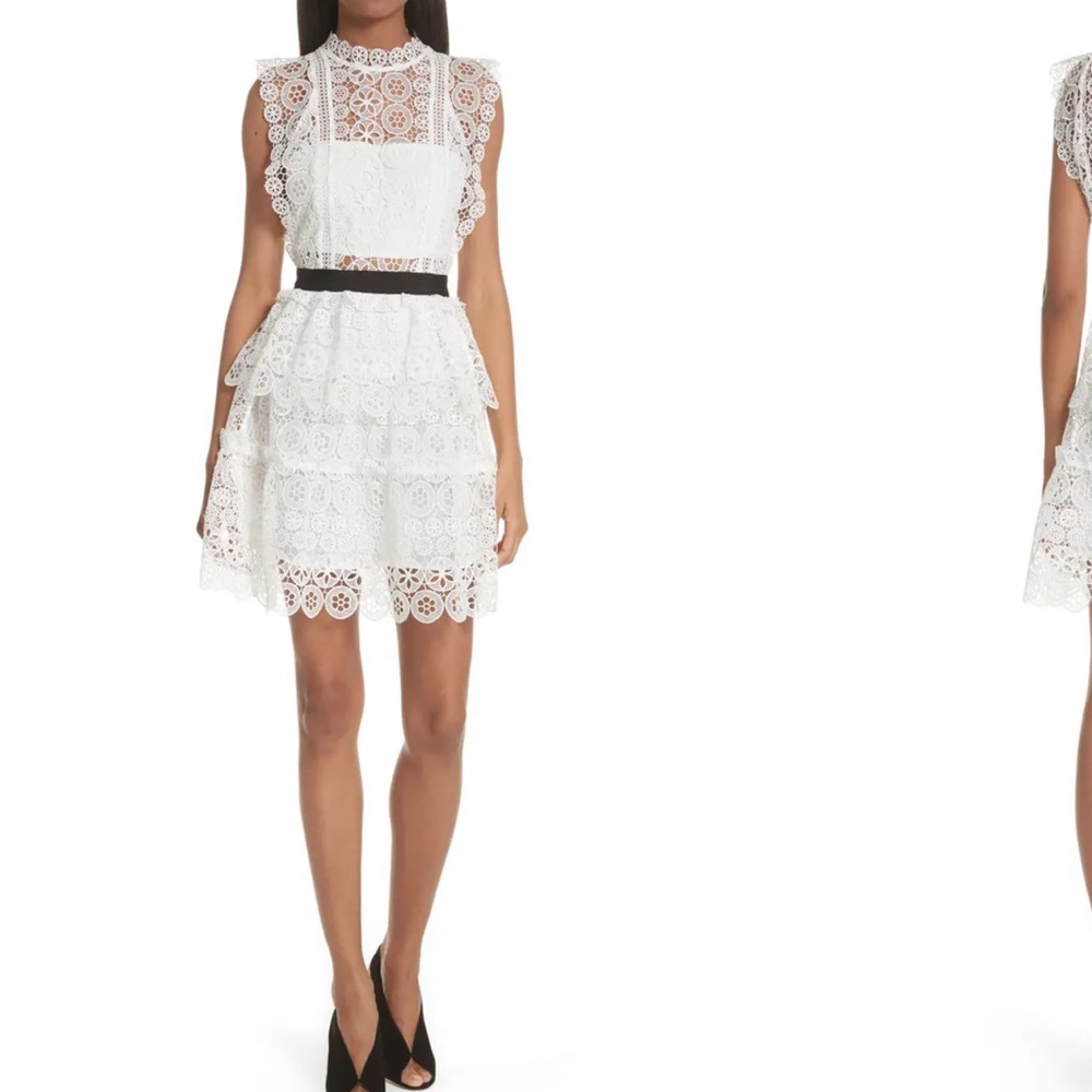 SELF-PORTRAIT Floral Lace Tiered Dress